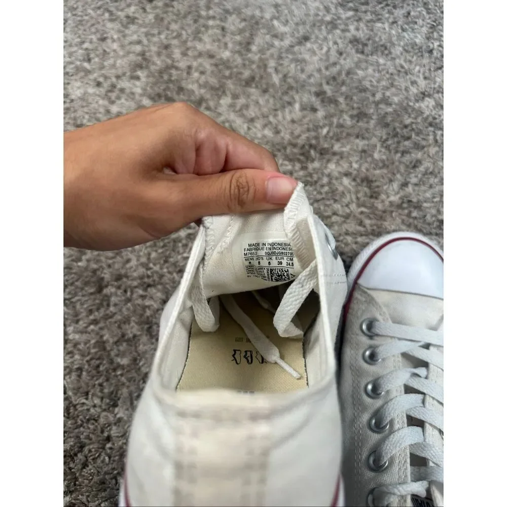 converse all star low top canvas sneakers shoes white women’s 8 lace up casual - Picture 4 of 10